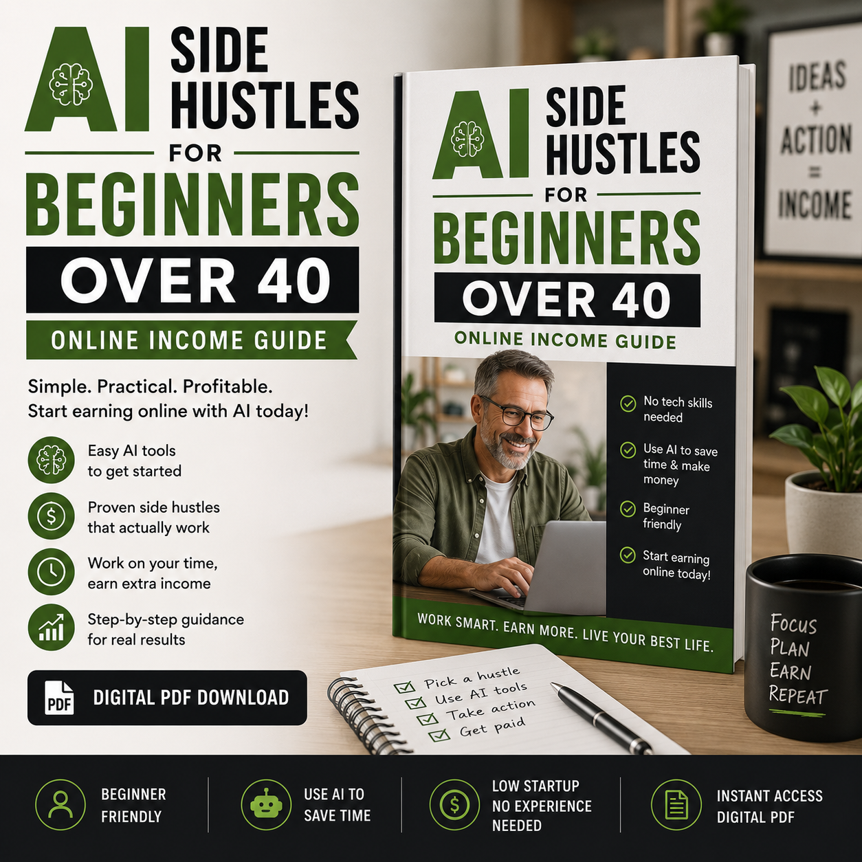 AI Side Hustles for Beginners Over 40