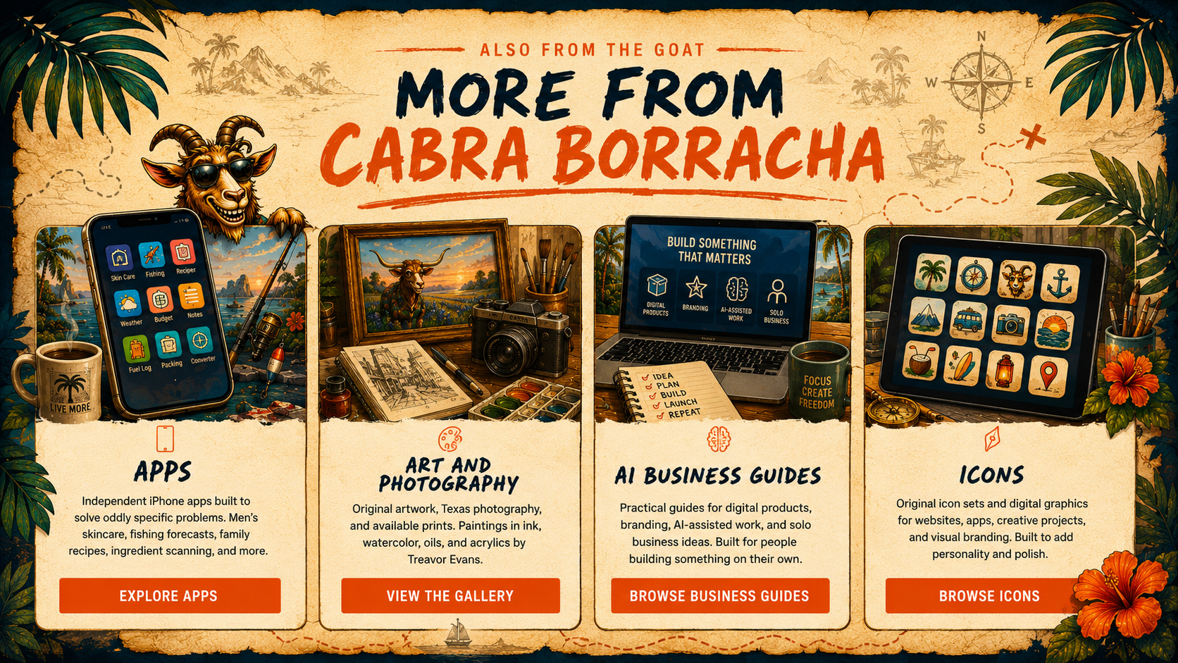 More From Cabra Borracha — Apps, Art and Photography, AI Business Guides, Icons.