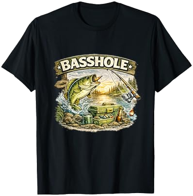Basshole Funny Bass Fishing T-Shirt on Amazon