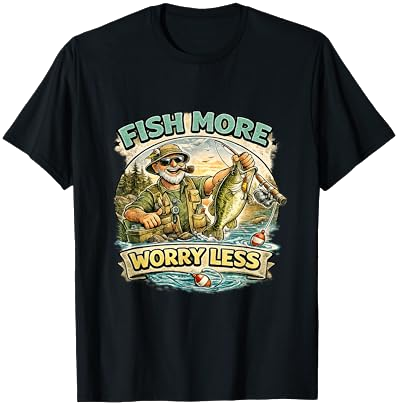 Fish More Worry Less T-Shirt on Amazon