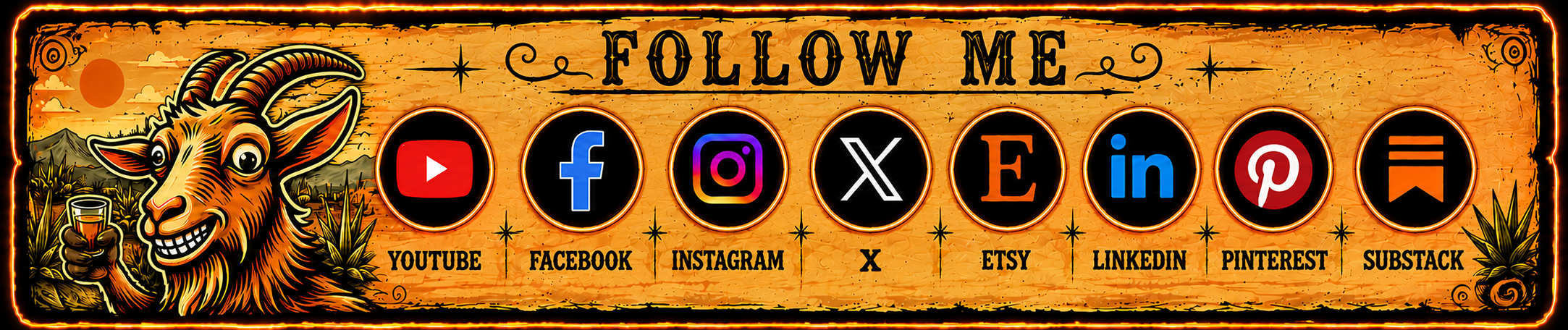 Follow Cabra Borracha on YouTube, Facebook, Instagram, X, Etsy, LinkedIn, Pinterest, and Substack